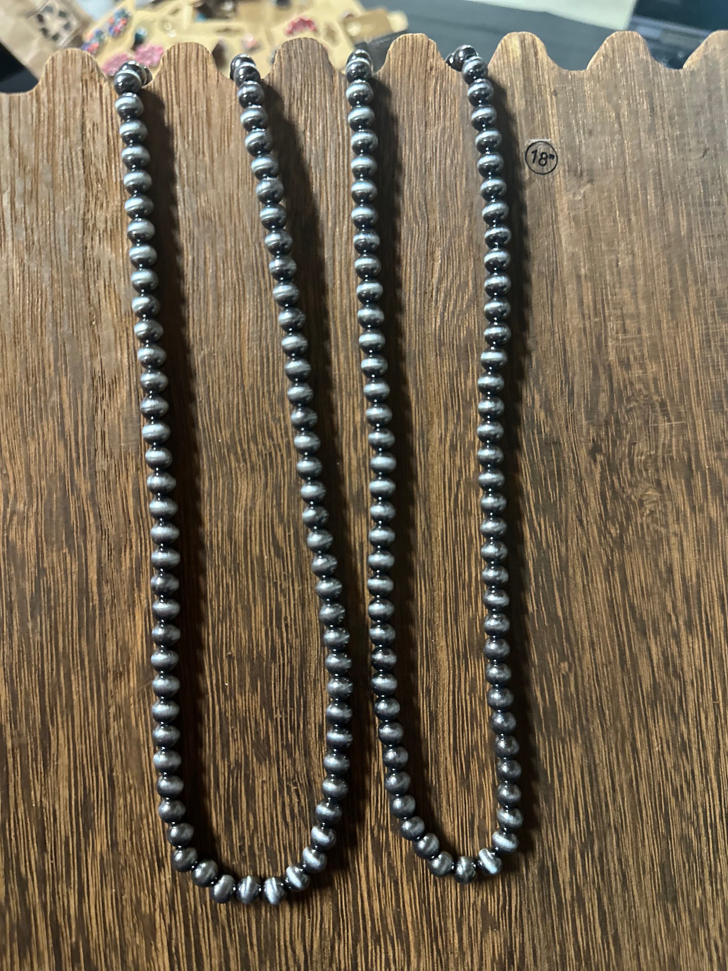 6mm Navajo style pearl necklace 18”