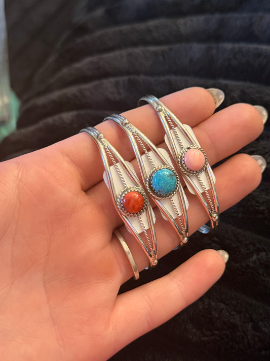 Navajo Handmade Bracelet - Esther White