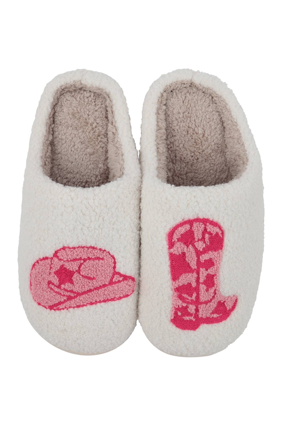 COWBOY HAT AND BOOT PRINT FLEECE SLIPPER