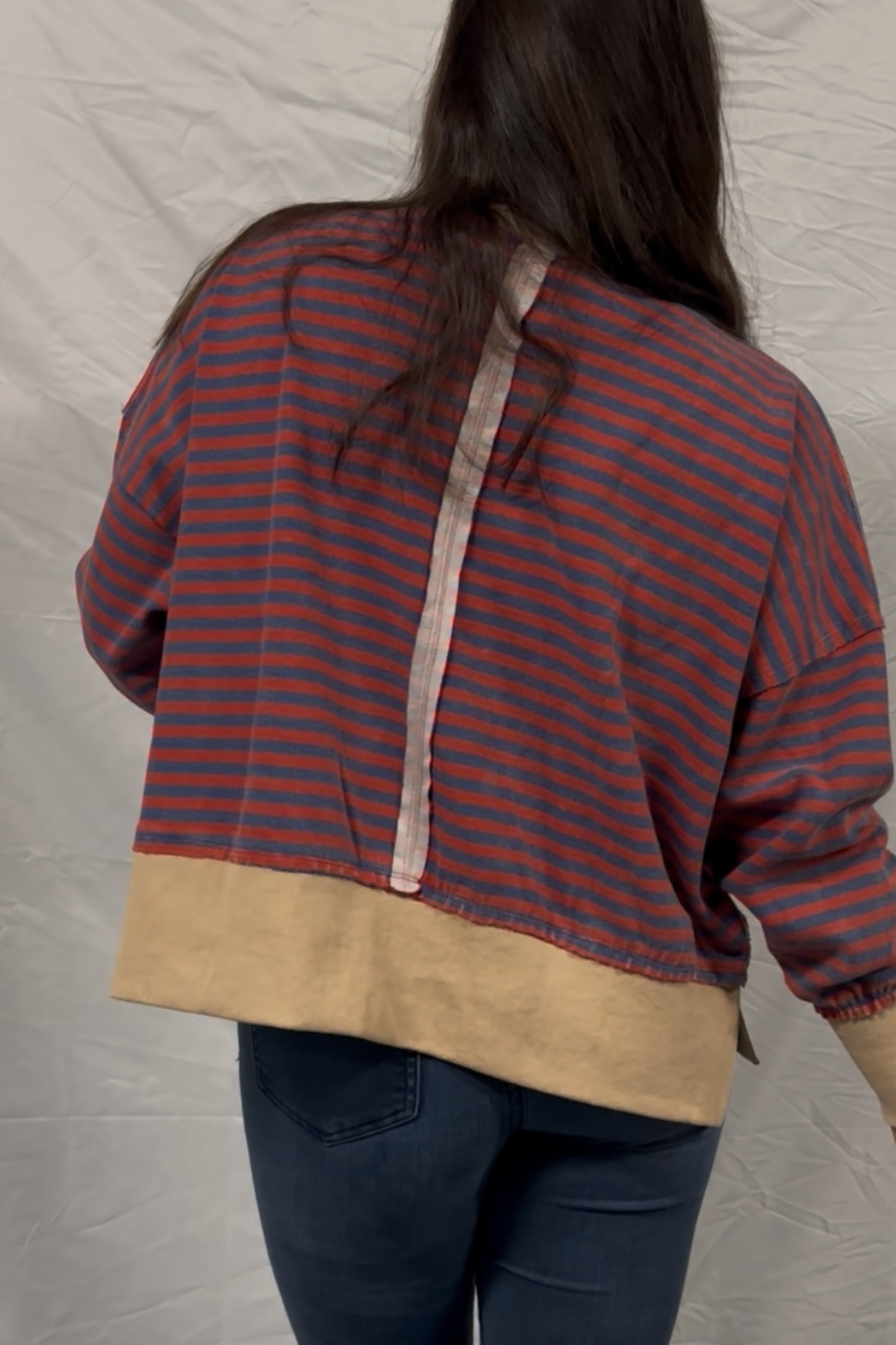 Striped Long Sleeve Sweatshirts With Contrast