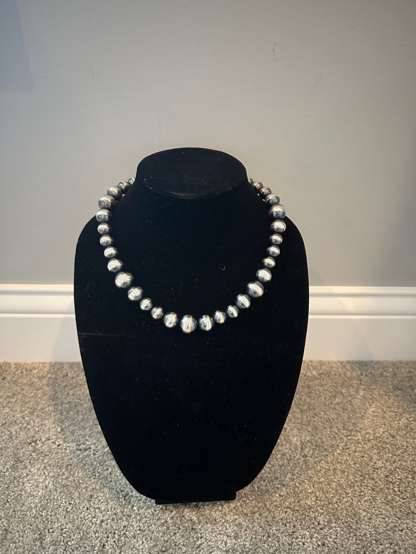 12-16mm graduated sterling silver pearl necklace