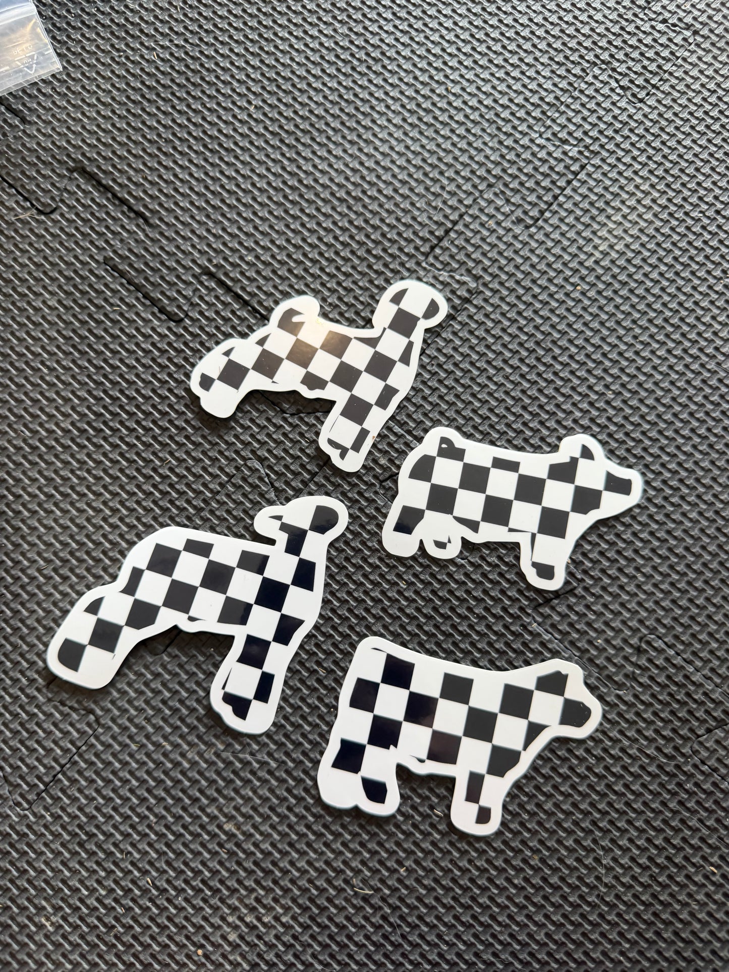 checker print livestock animals - die cut sticker
