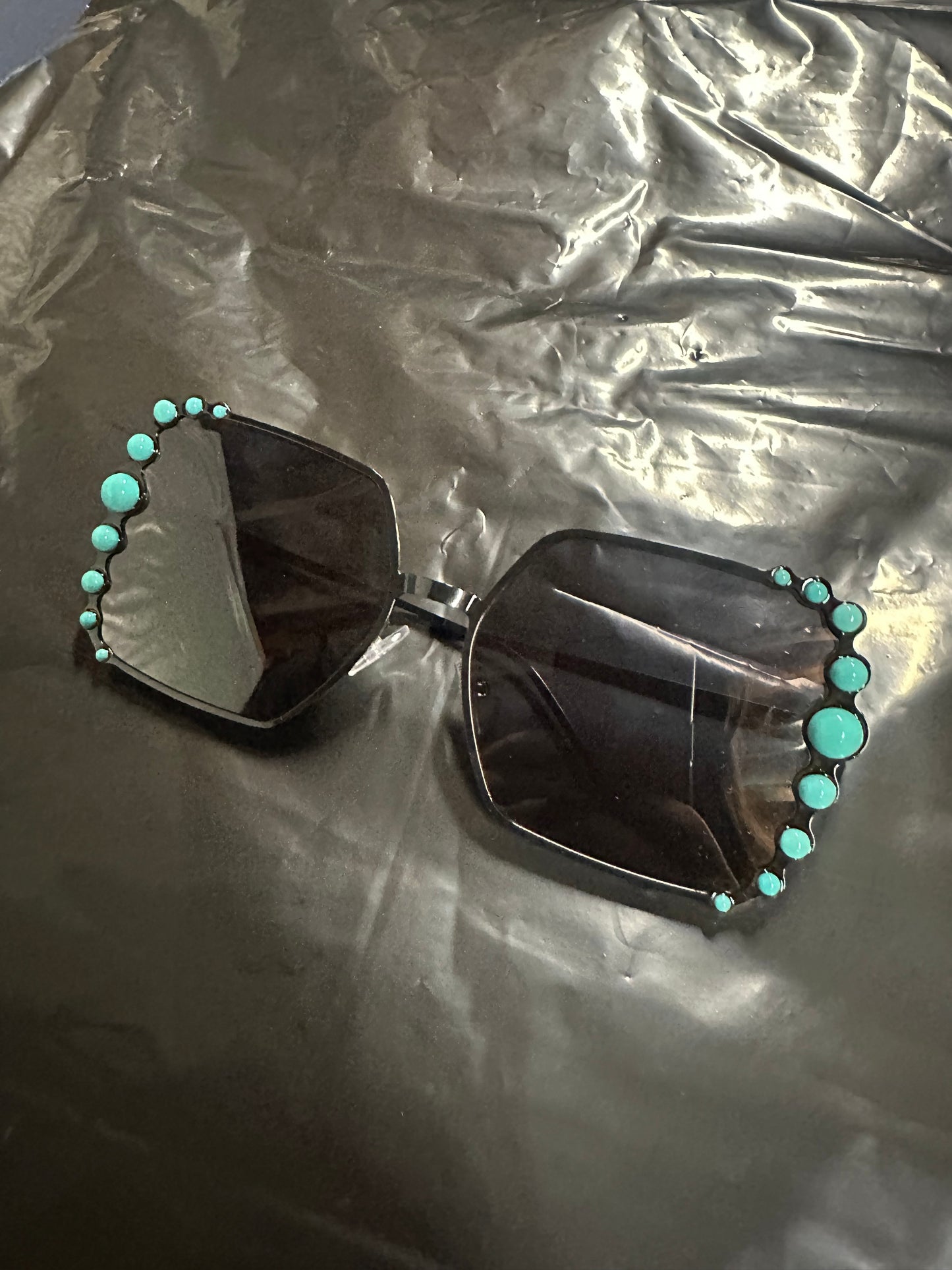 boujee turquoise sunglasses - large square