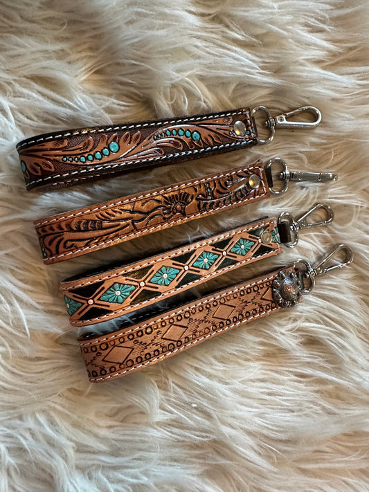 Tooled Leather Keychain