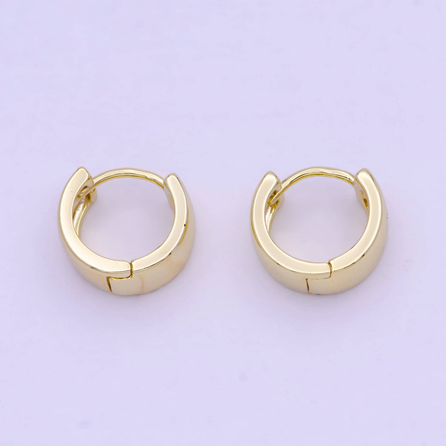 24K Gold Filled Wide Bold Huggie Everyday Cartilage Earrings | T136