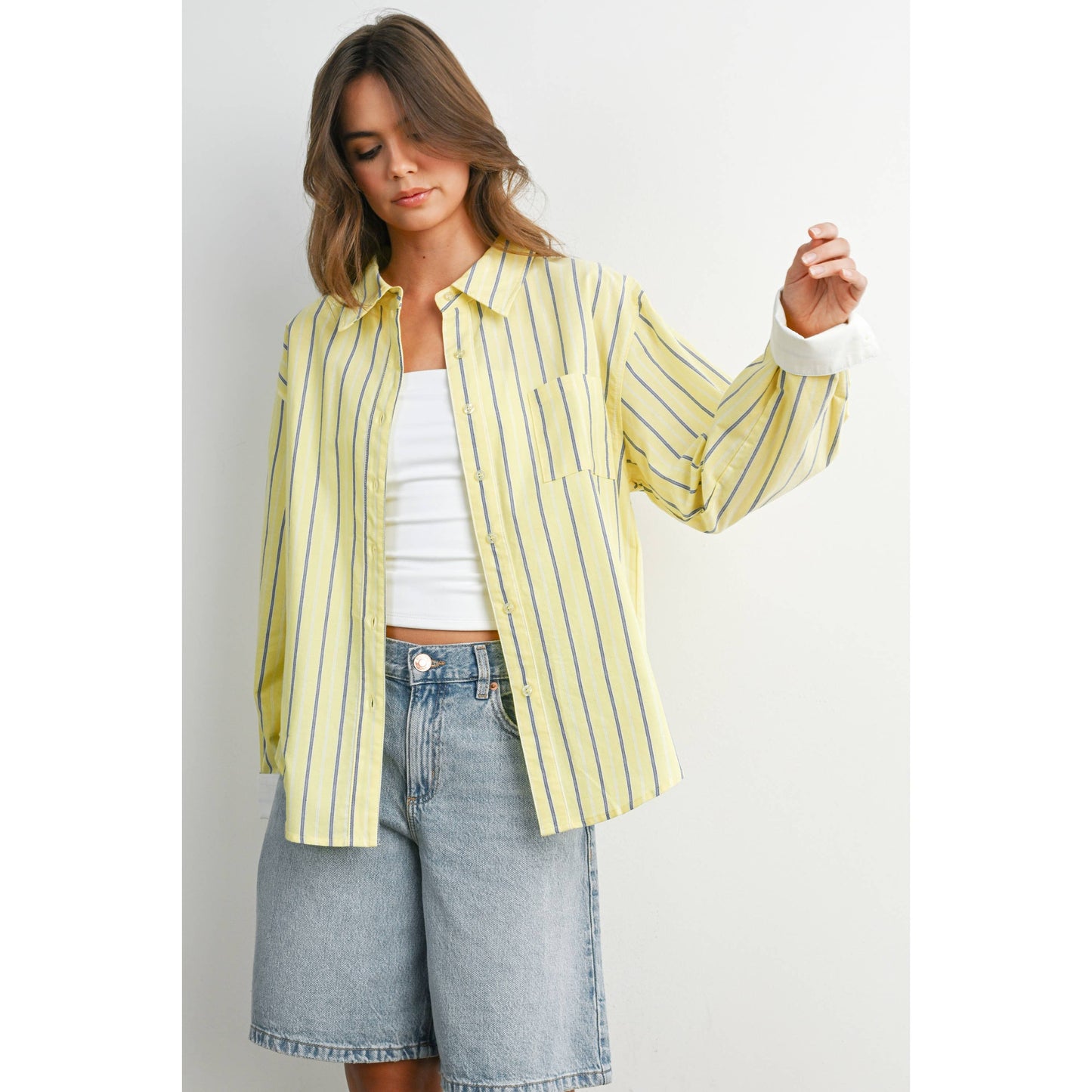 Striped Long-Sleeve Button-Up Shirt - BMT8055