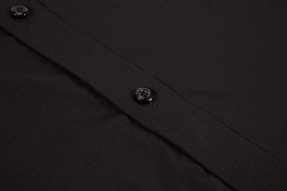 Mens Dress Shirts Wrinkle Free Regular Long Sleeve Shirts - BLACK