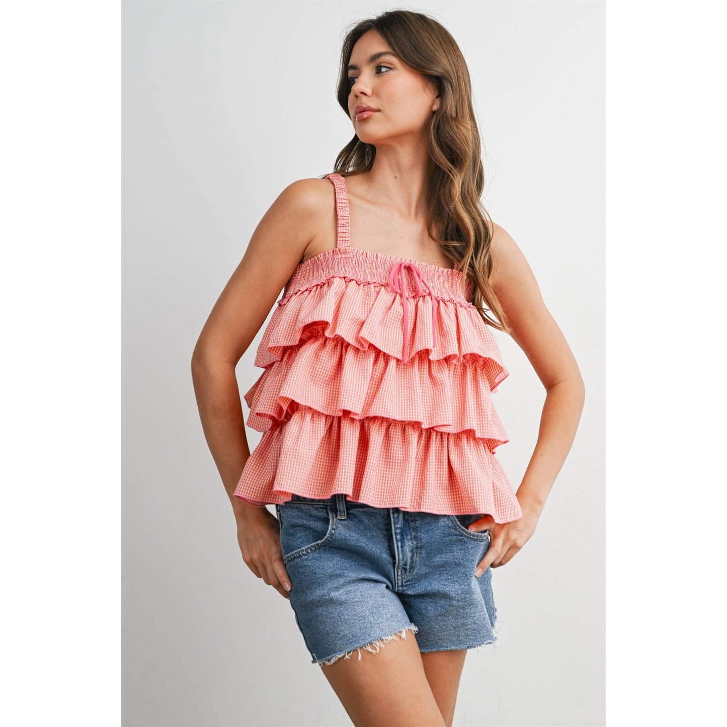 Ruffled Checkered Cami - BMT8395