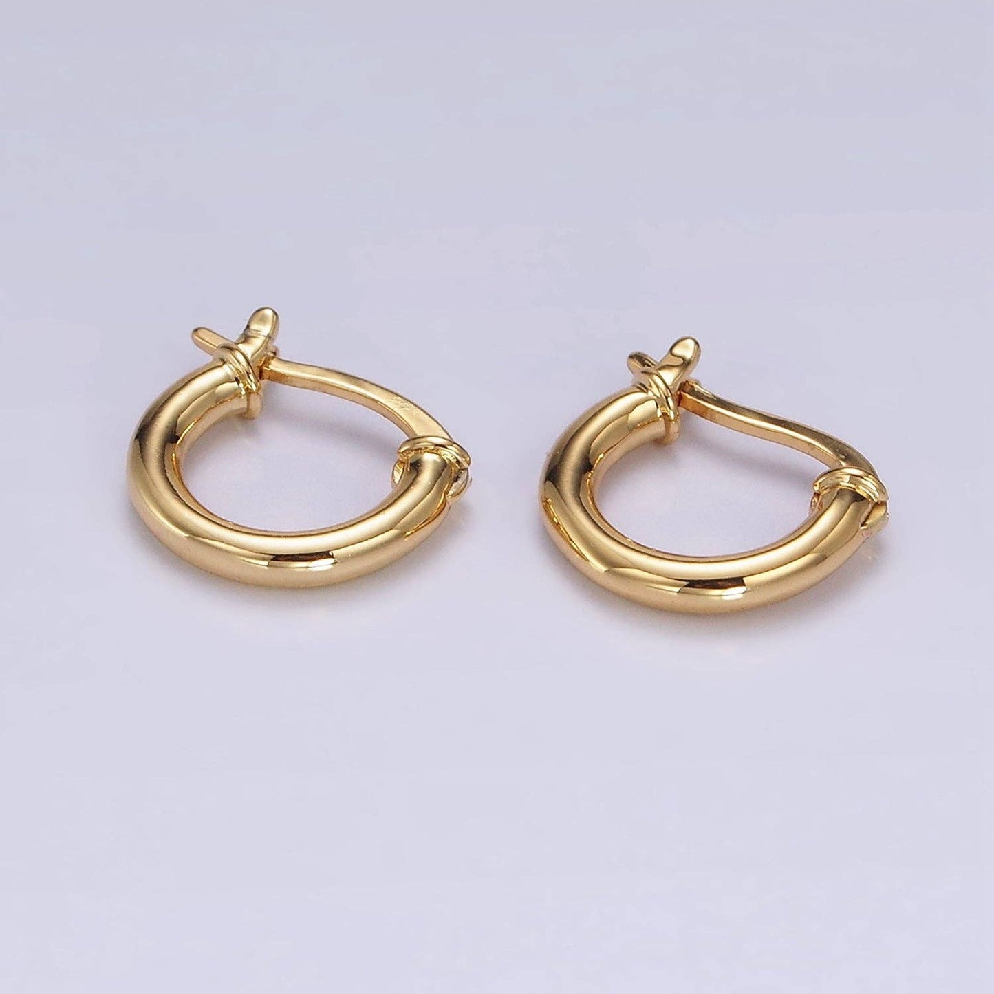 14K Gold Filled 12mm Tube Minimalist French Latch Hoop Earrings in Gold & Silver | AE116 AE117