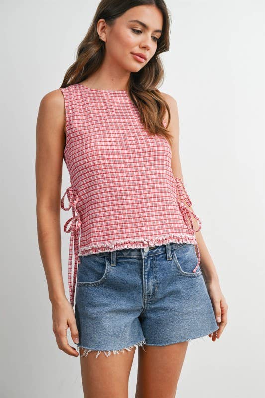 Checkered Ladder Lace-Up Vest - BMT8297