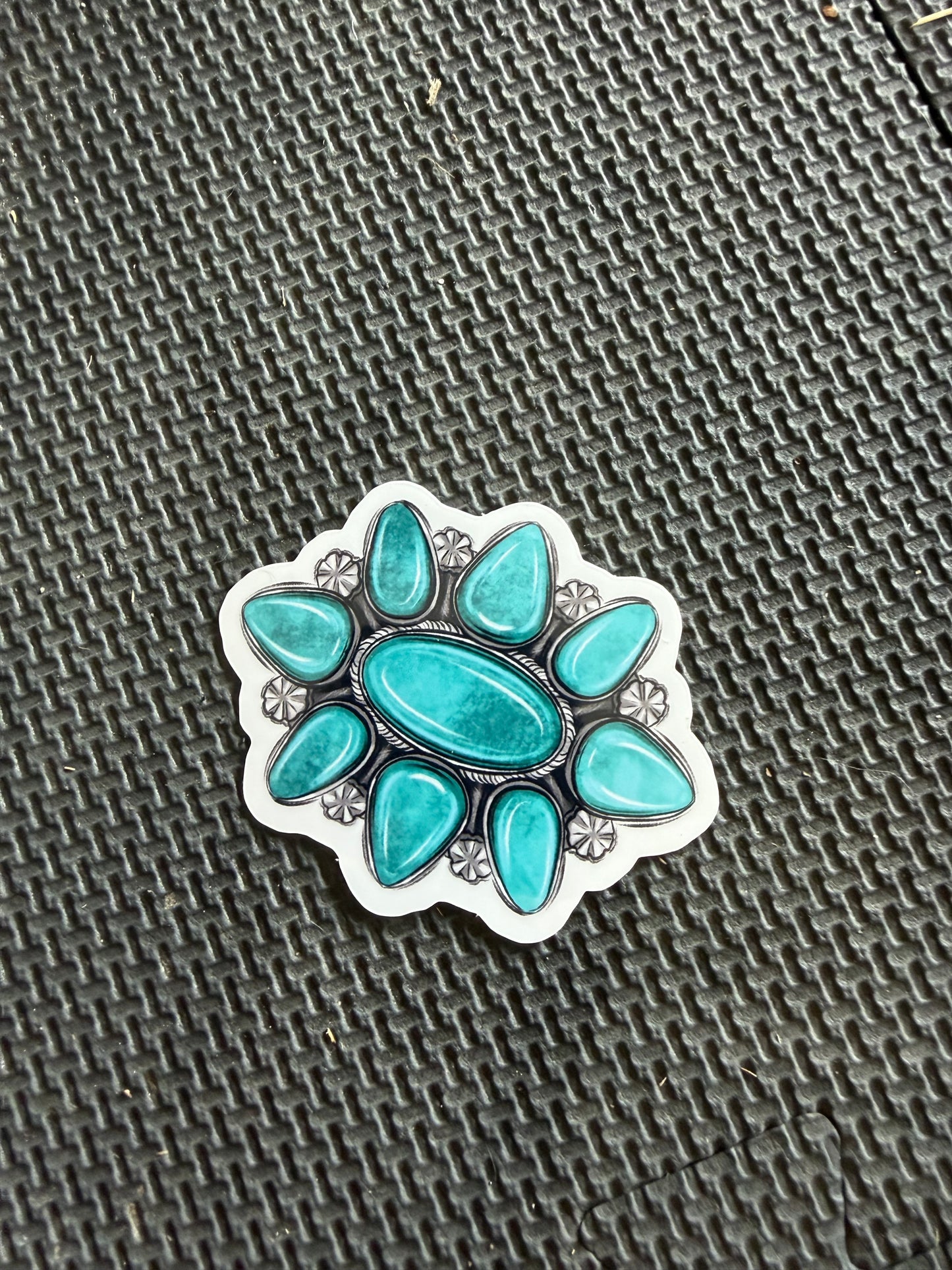 turquoise concho die cut sticker
