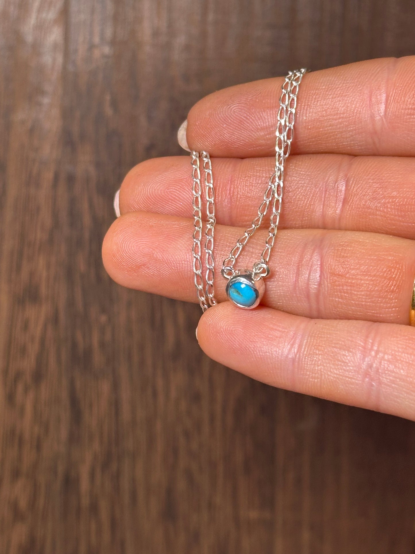 Navajo Turquoise And Sterling Silver Dot Necklace