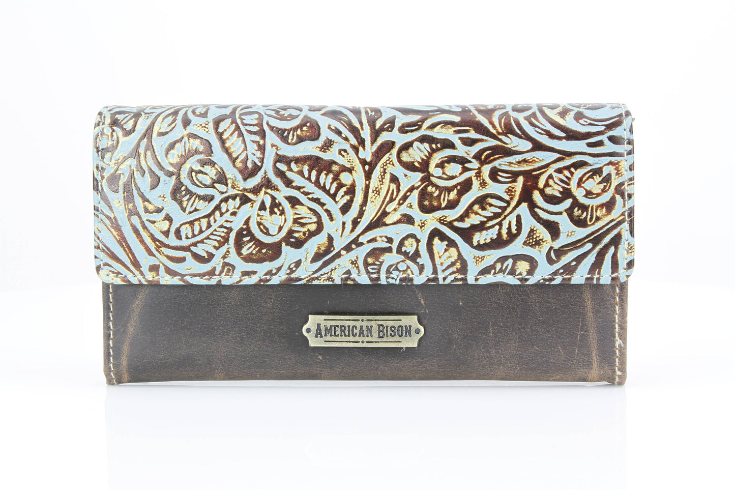 Women’s Brown Turquoise Floral Clutch ABLW 18-2539