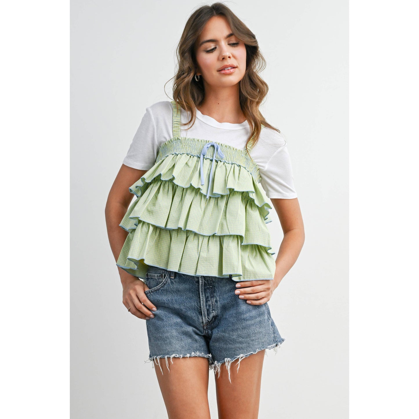 Ruffled Checkered Cami - BMT8395