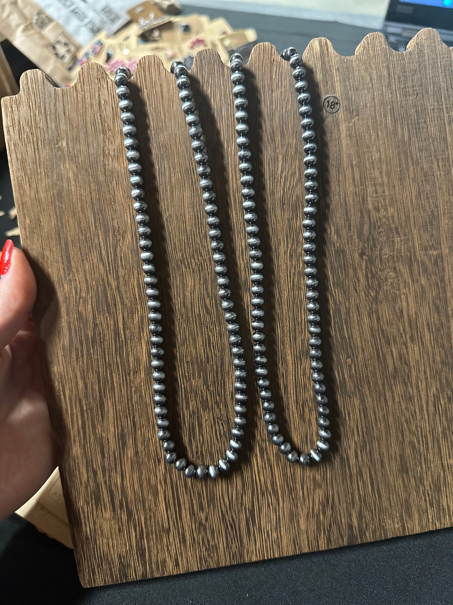 6mm Navajo style pearl necklace 18”