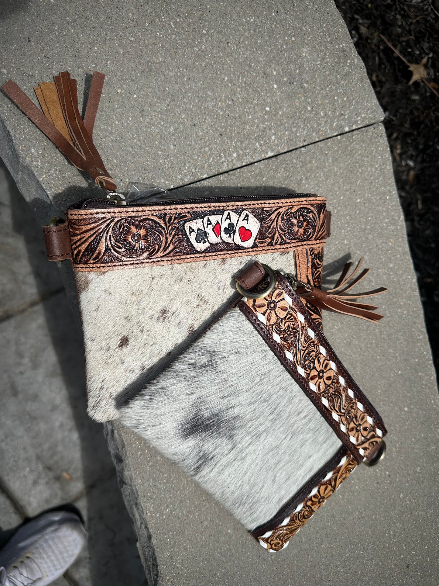 Genuine Cowhide / Leather - Crossbody / Clutch Purse