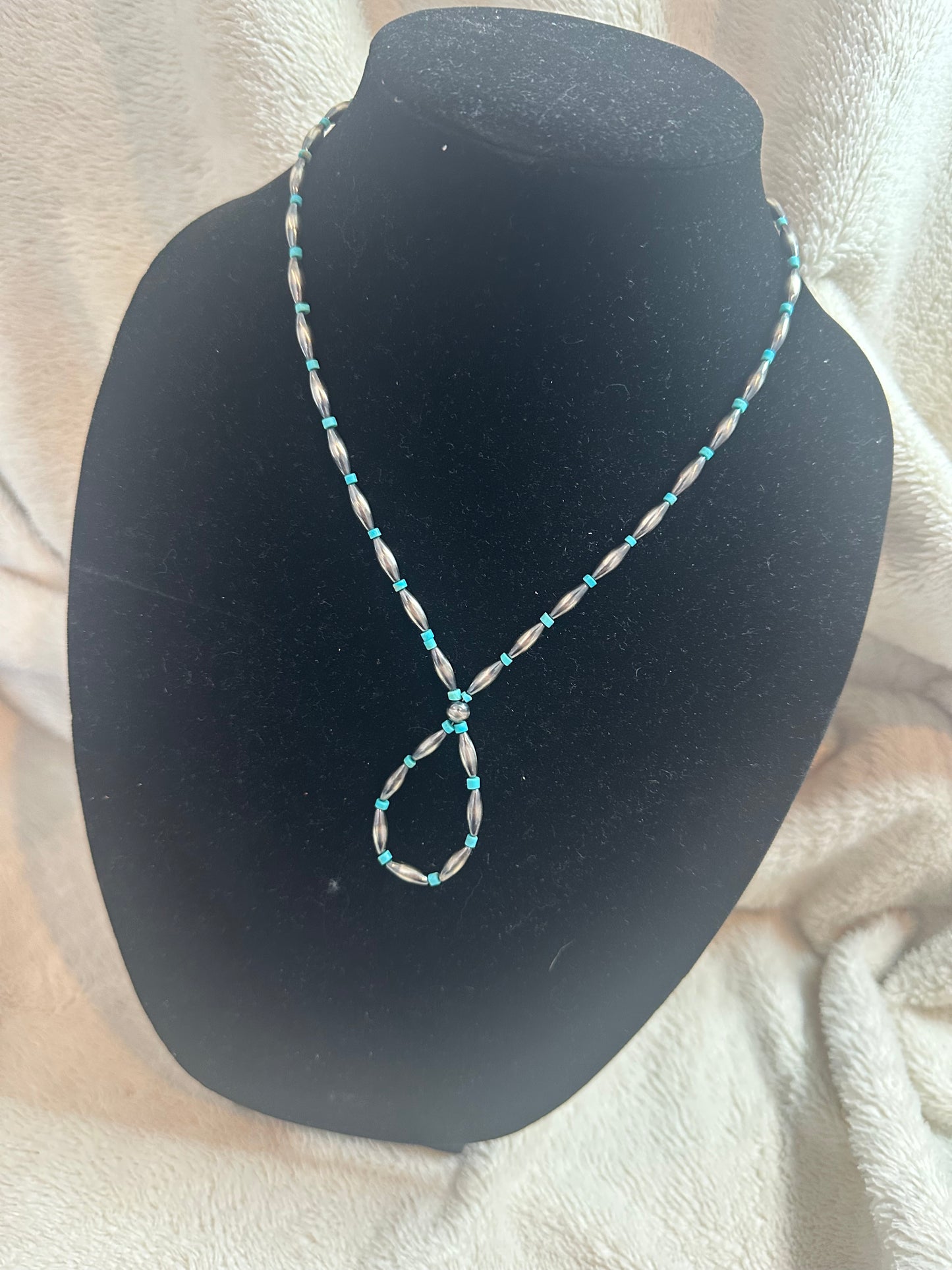 navajo style torpedo lasso necklace x turquoise spacers