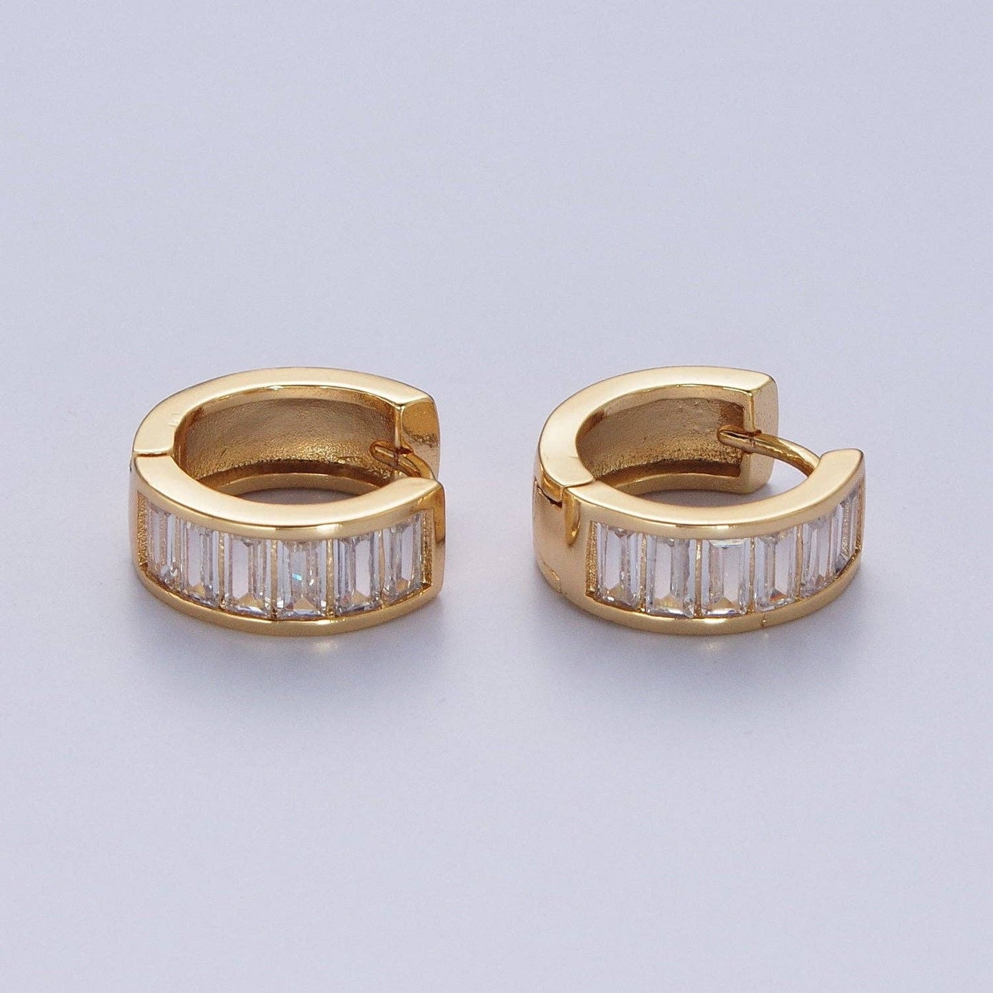 24K Gold Filled Clear Baguette Cubic Zirconia Simple Minimal