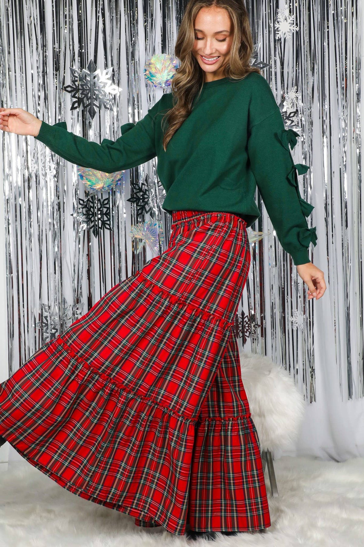 Bow Embellished Crew Neck Long-Sleeve Knit Sweater VT82605