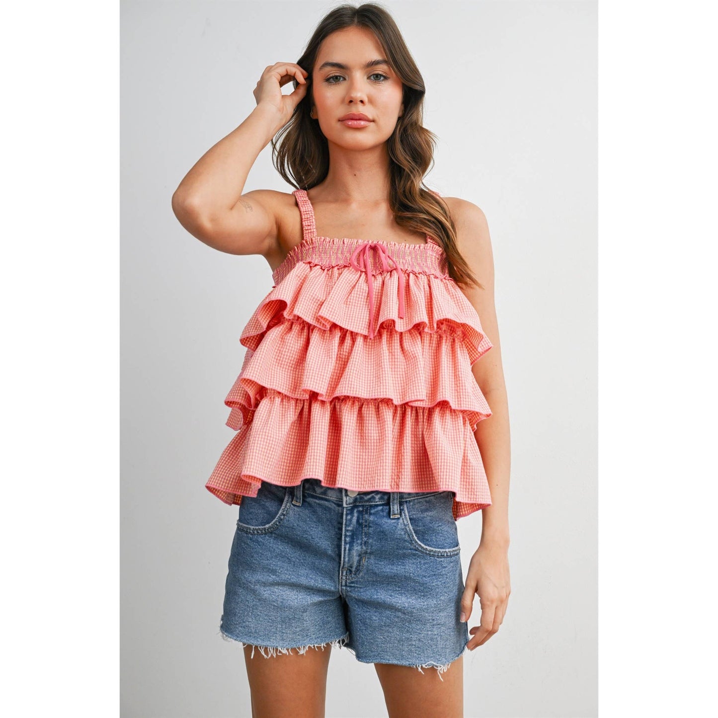 Ruffled Checkered Cami - BMT8395