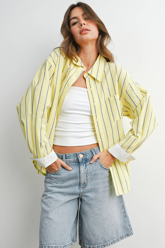 Striped Long-Sleeve Button-Up Shirt - BMT8055