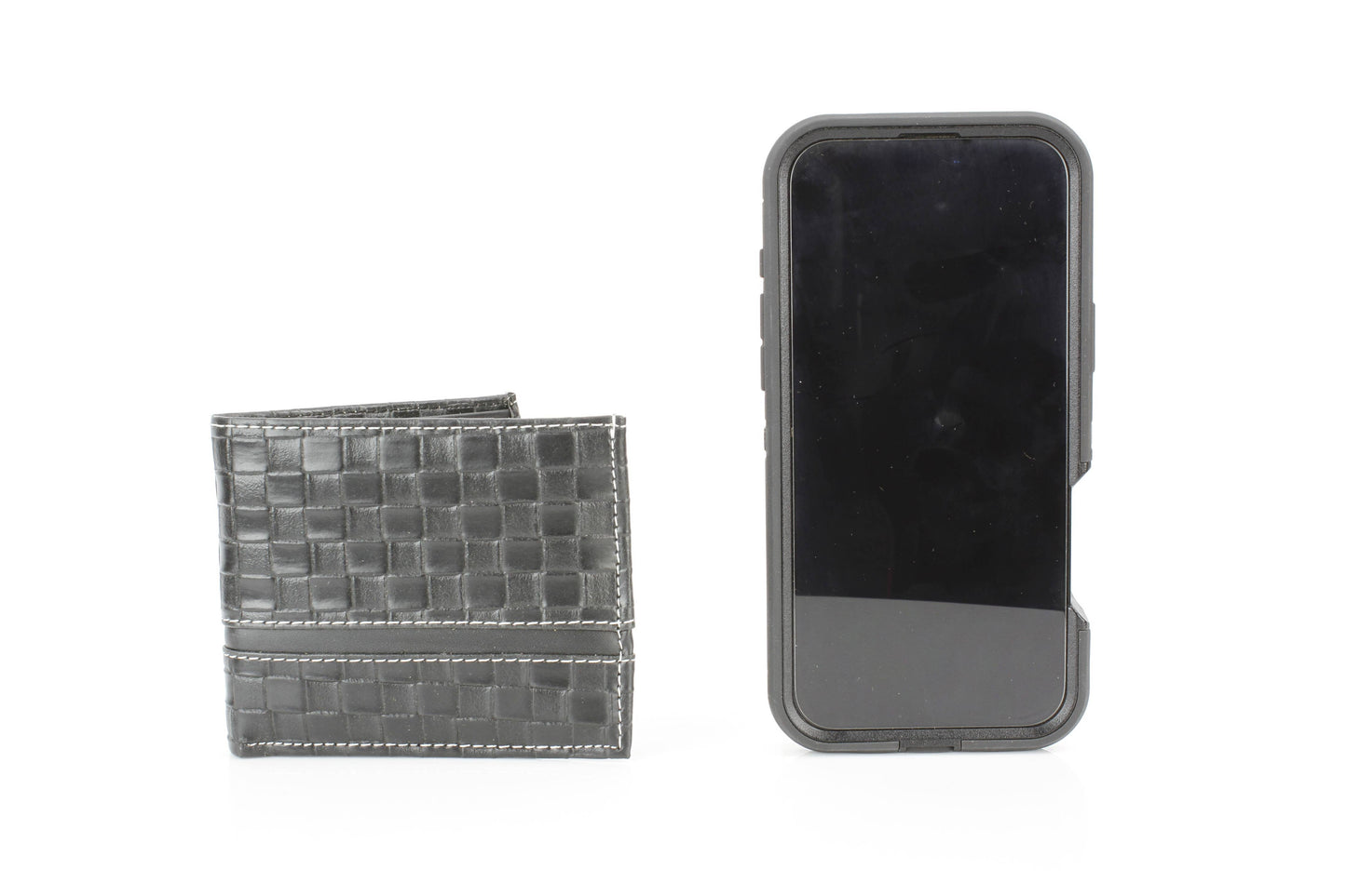 Vegan Bifold Wallet with Basket Weave Pattern VL 905