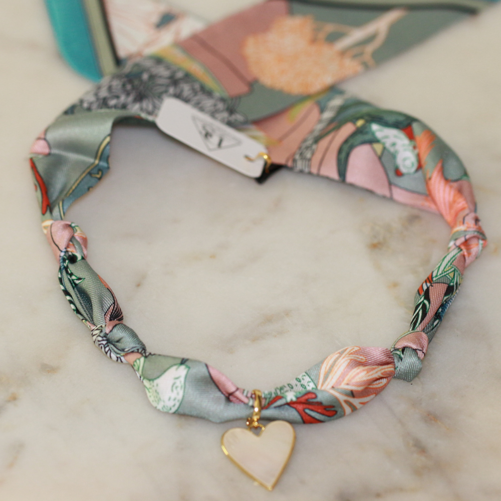 Callie Heart Scarf Necklace - gold pearl necklace
