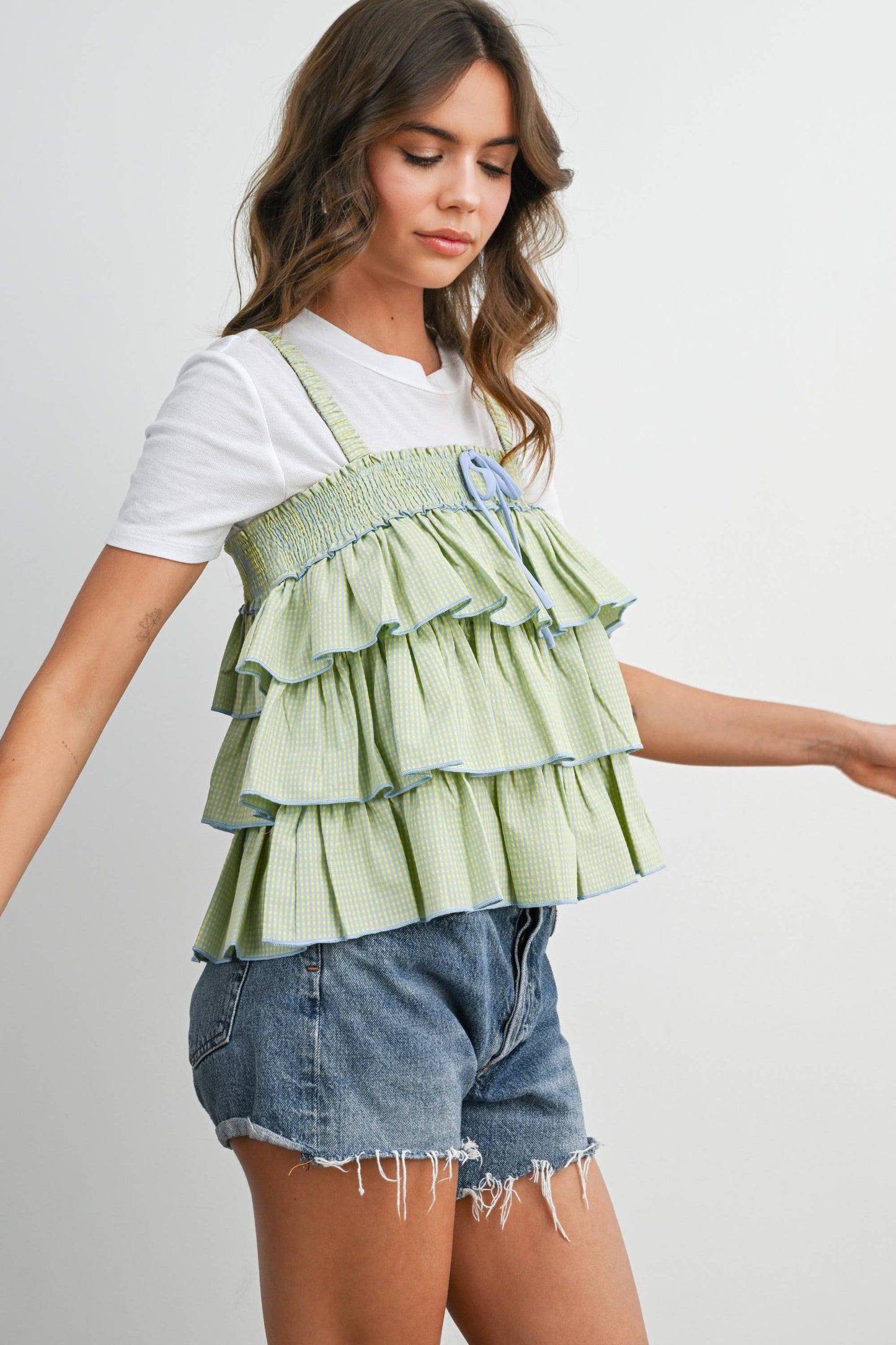 Ruffled Checkered Cami - BMT8395