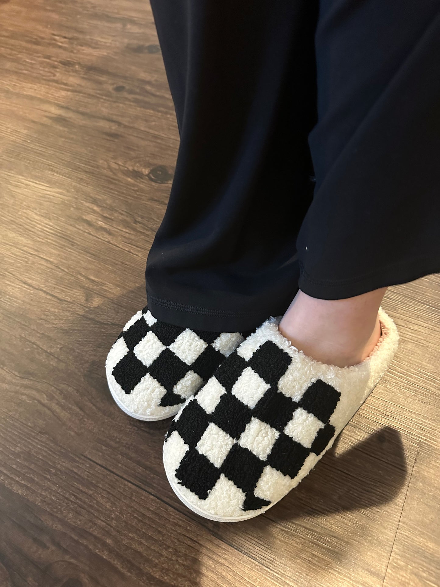 Black Checkered Slippers