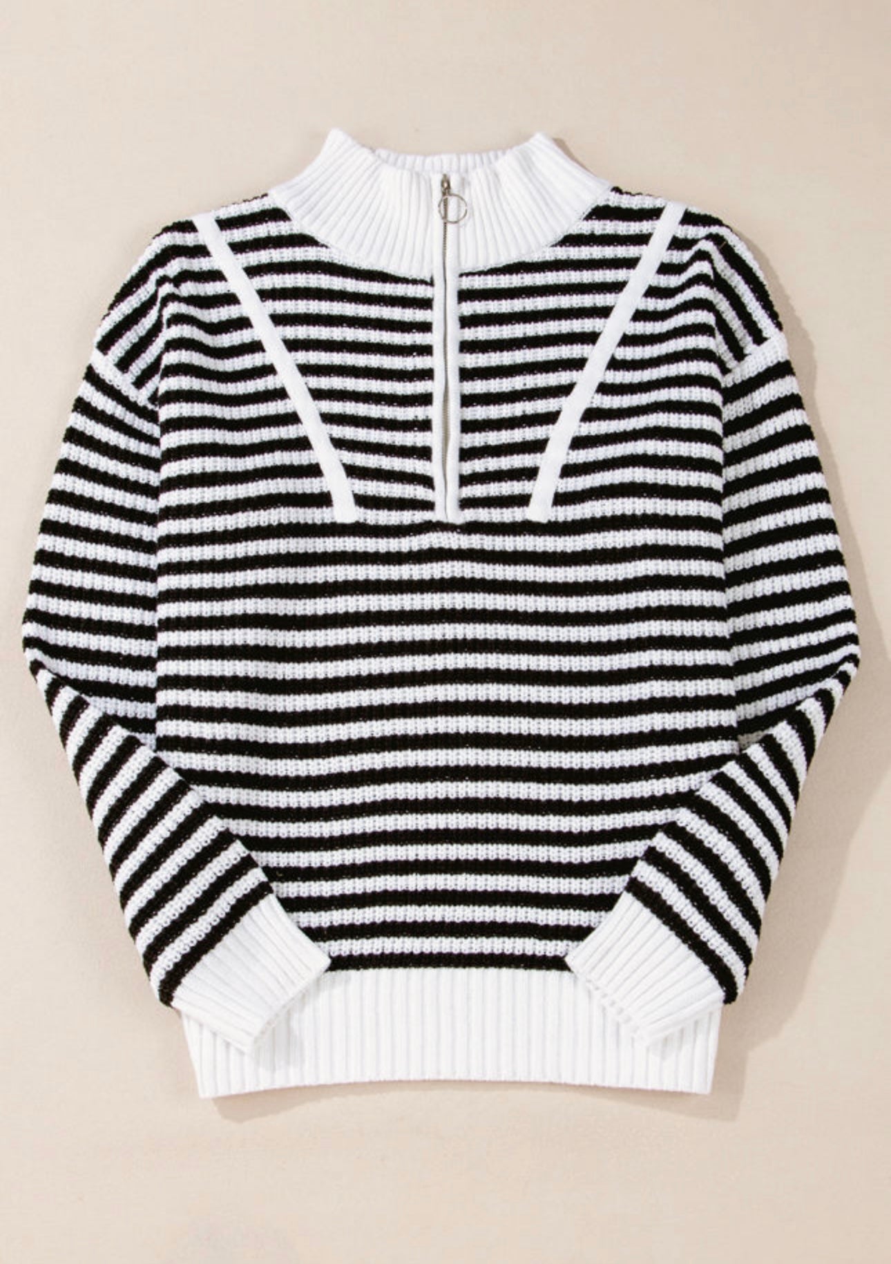 Stripped quarter zip sweater *2COLORS