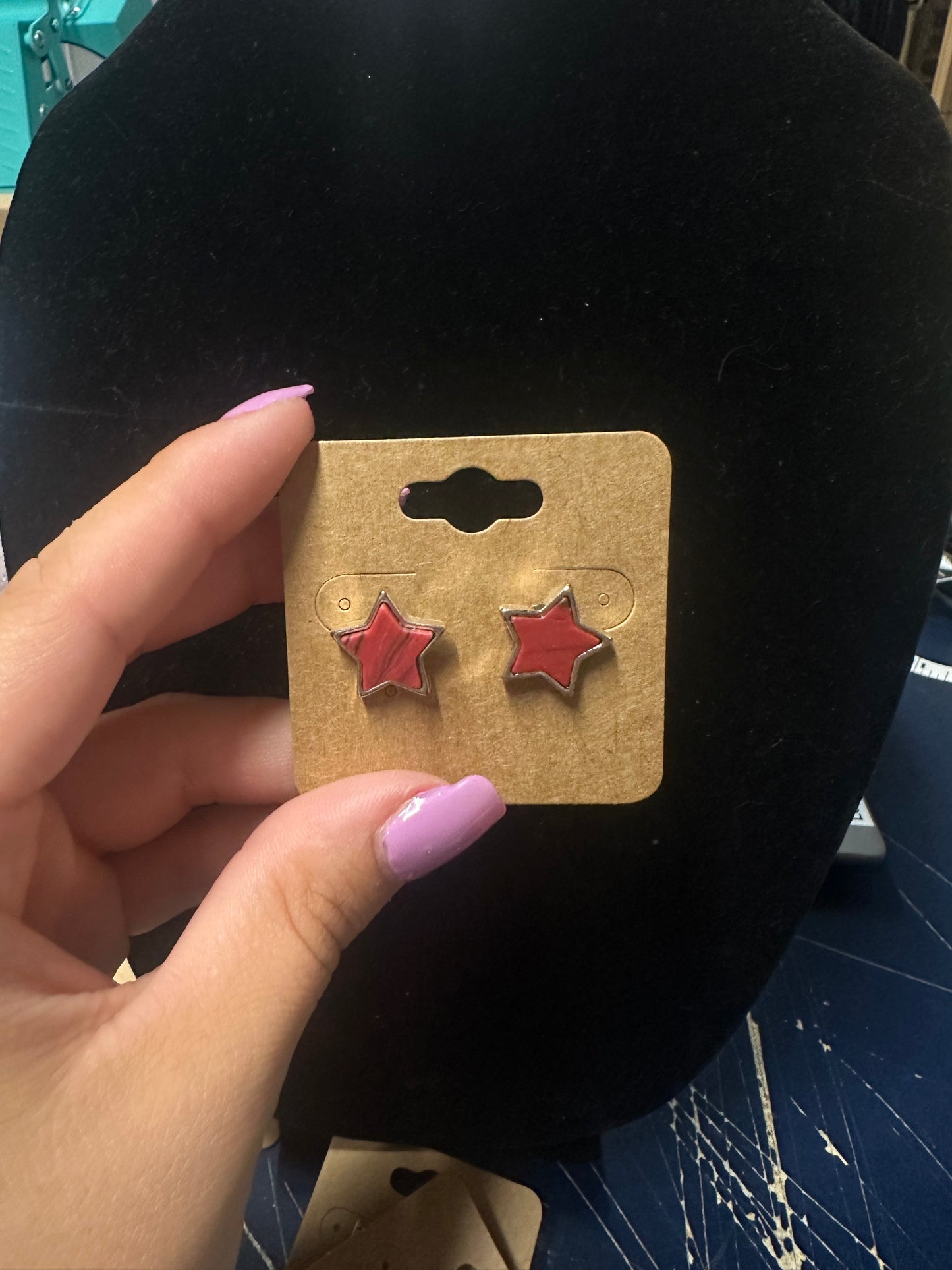 Star Shape Agate Stone Stud Earrings