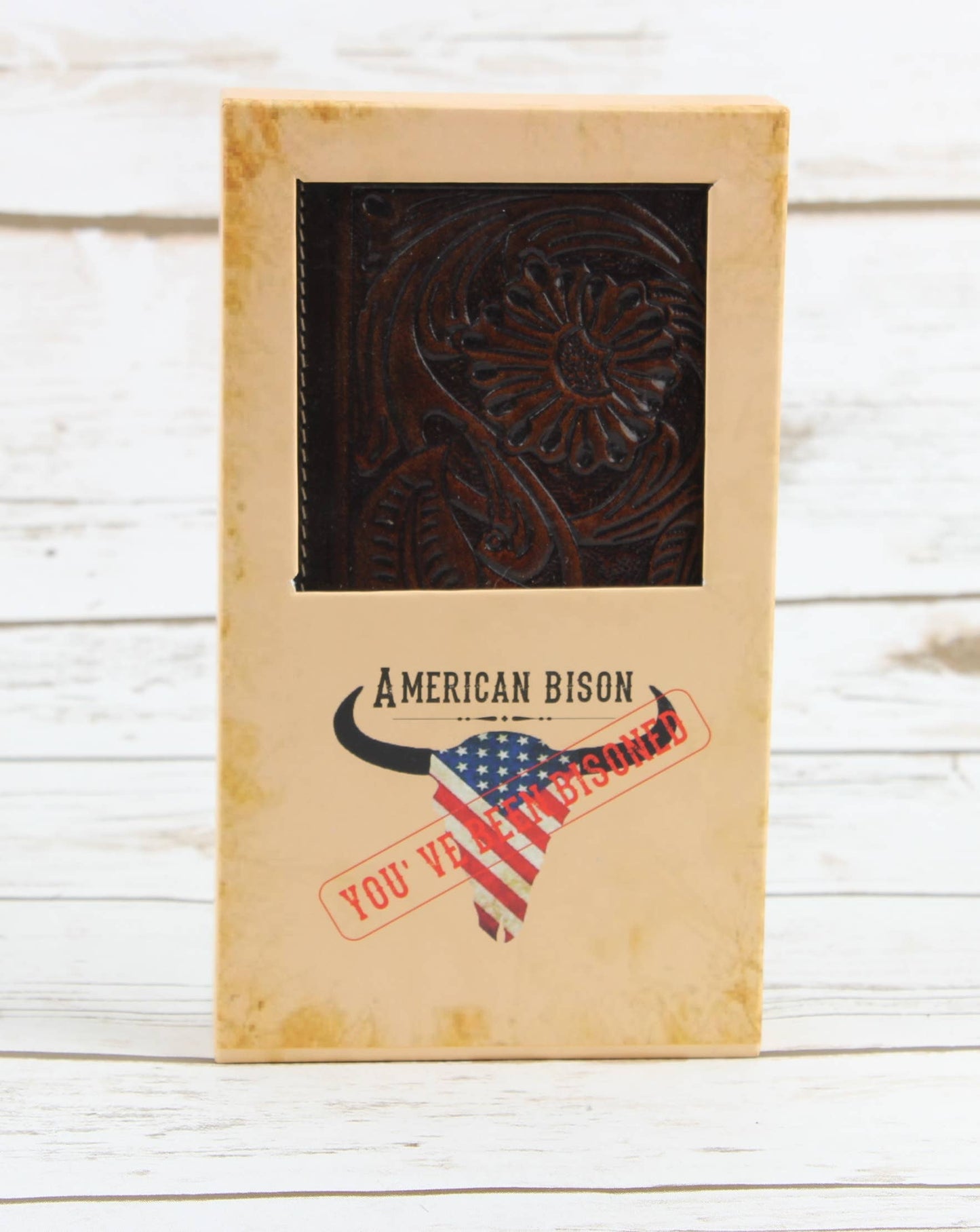 Tooled Leather Men's Long Wallet In Brown AB W05 Brown
