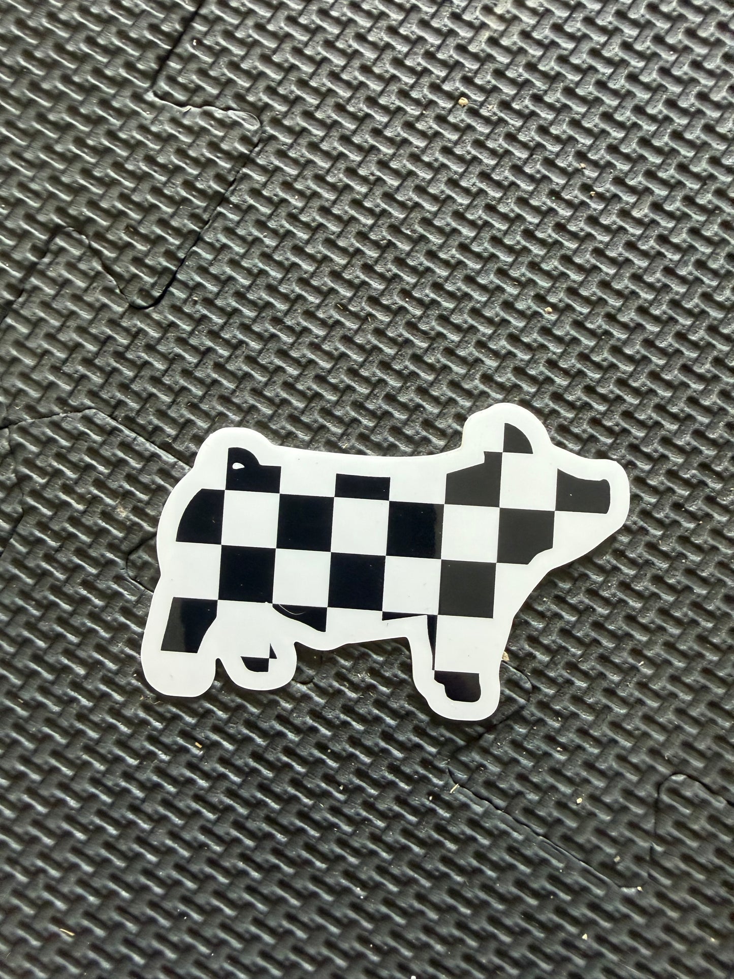 checker print livestock animals - die cut sticker