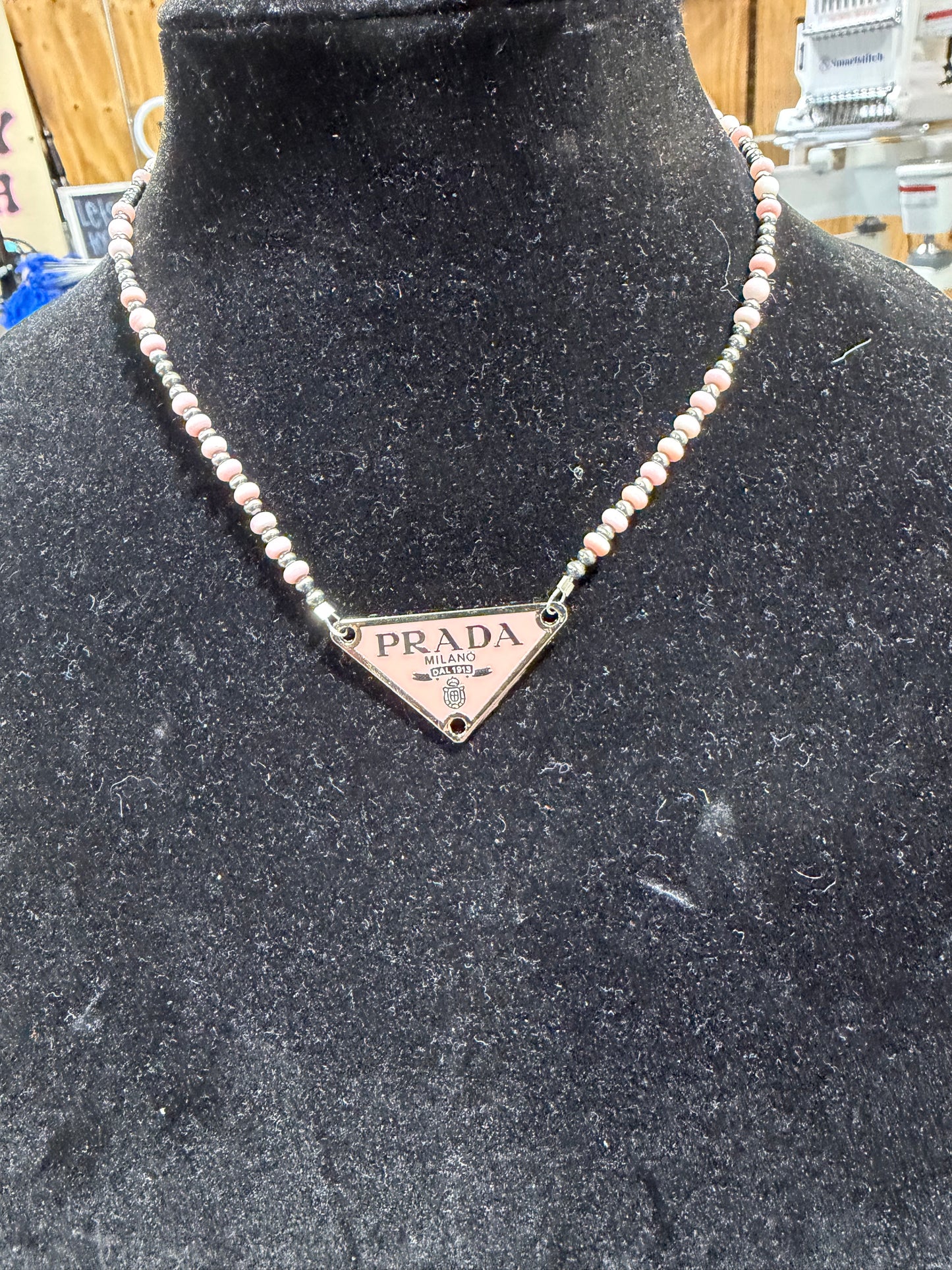 Pink Conch  x PRADA necklace