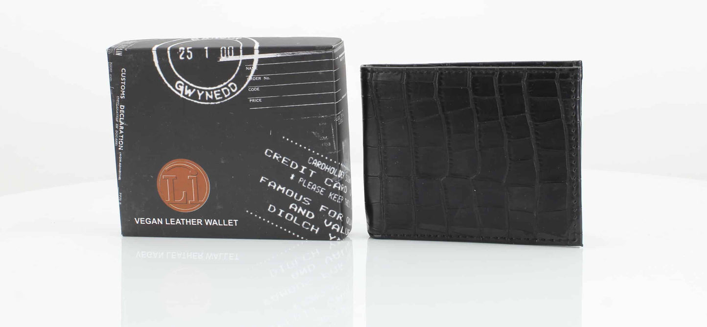 Lizard Print Embossed Vegan Leather Bi Fold Wallet