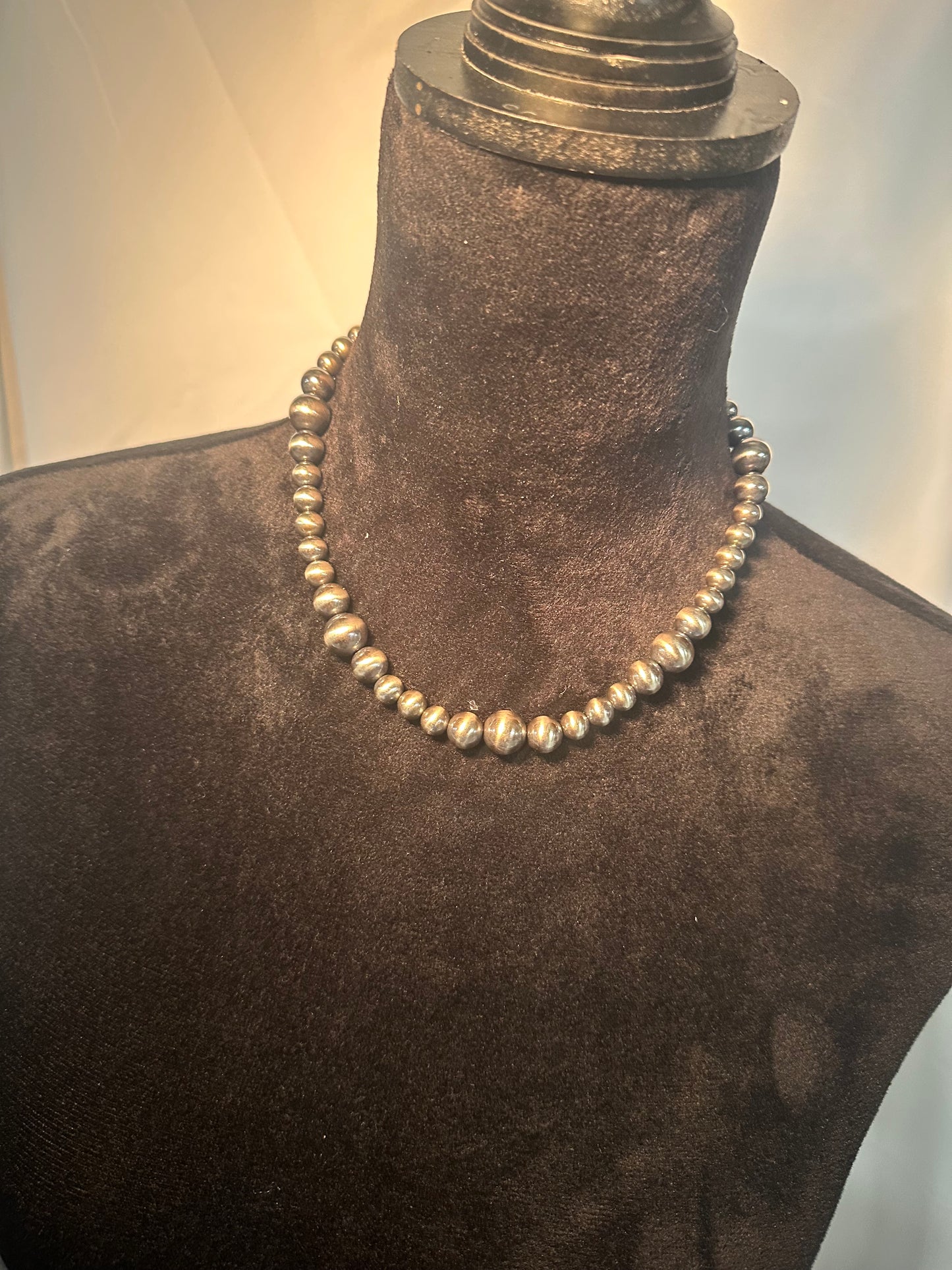 8-12mm graduated sterling silver pearl necklace