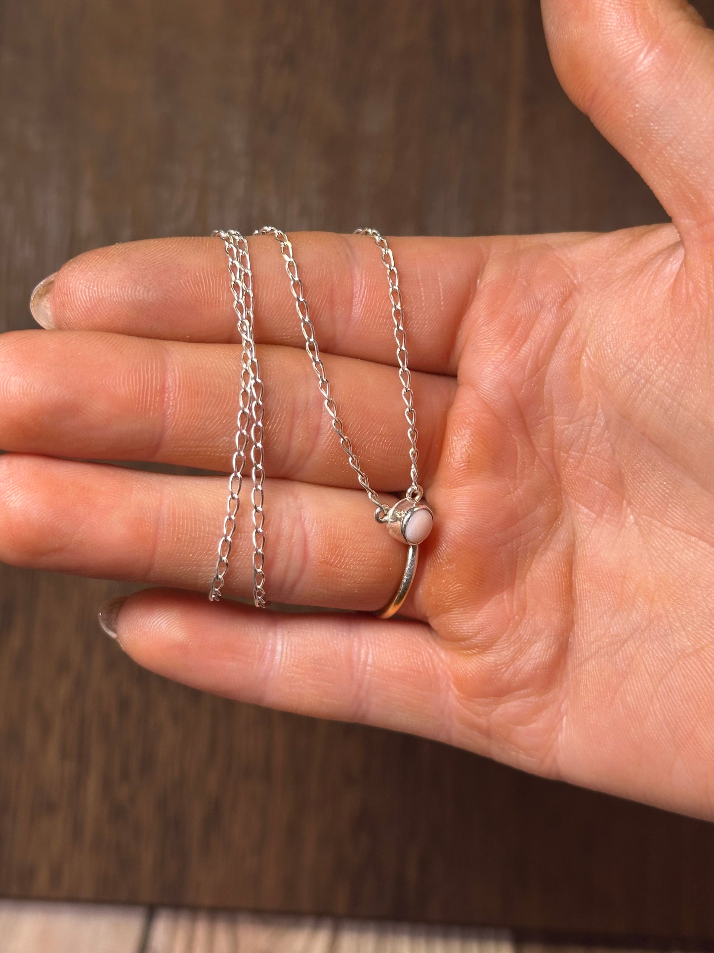 Navajo Queen Pink Conch And Sterling Silver Dot Necklace