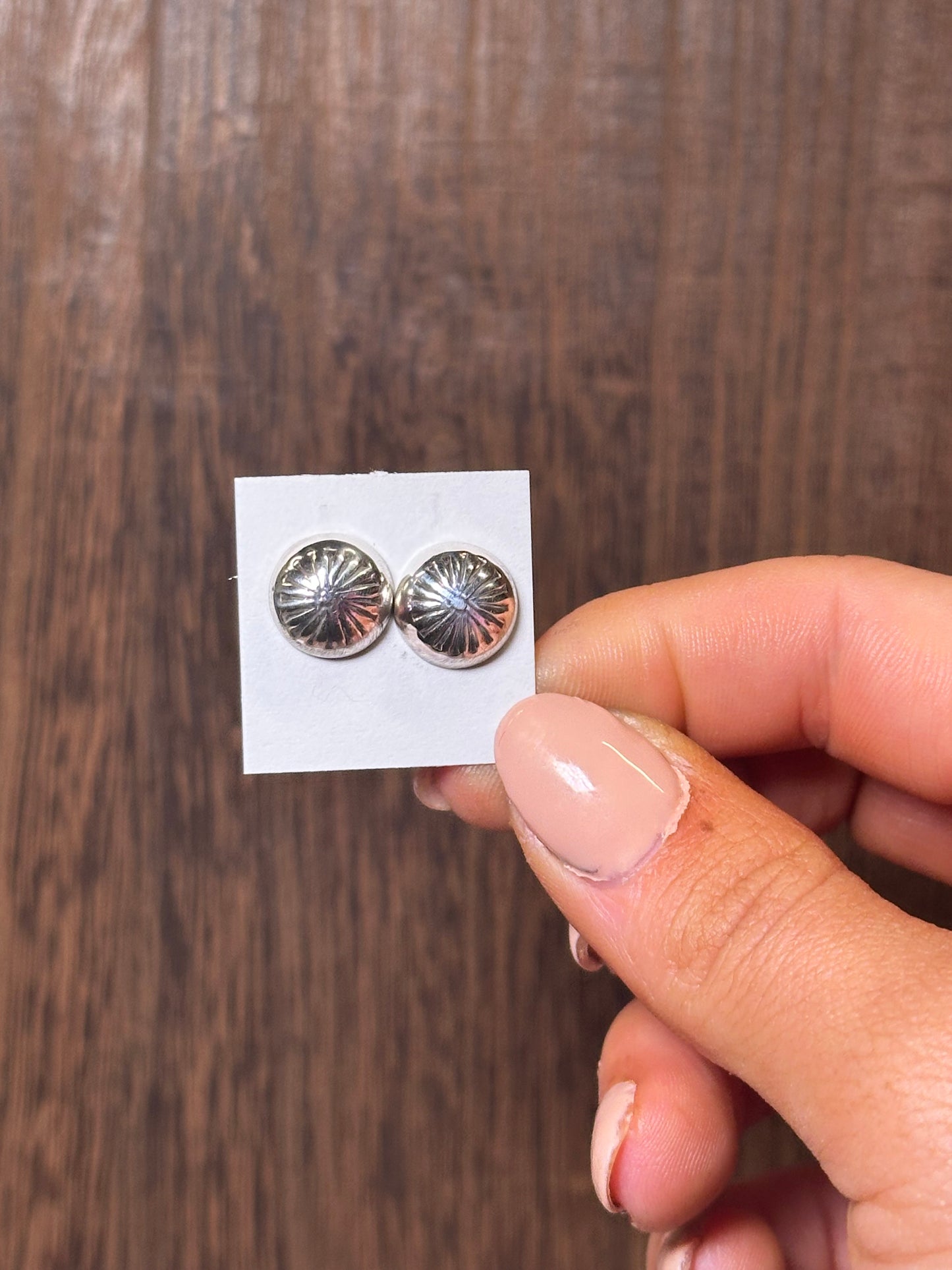 Navajo Sterling Silver Concho Stud Earrings