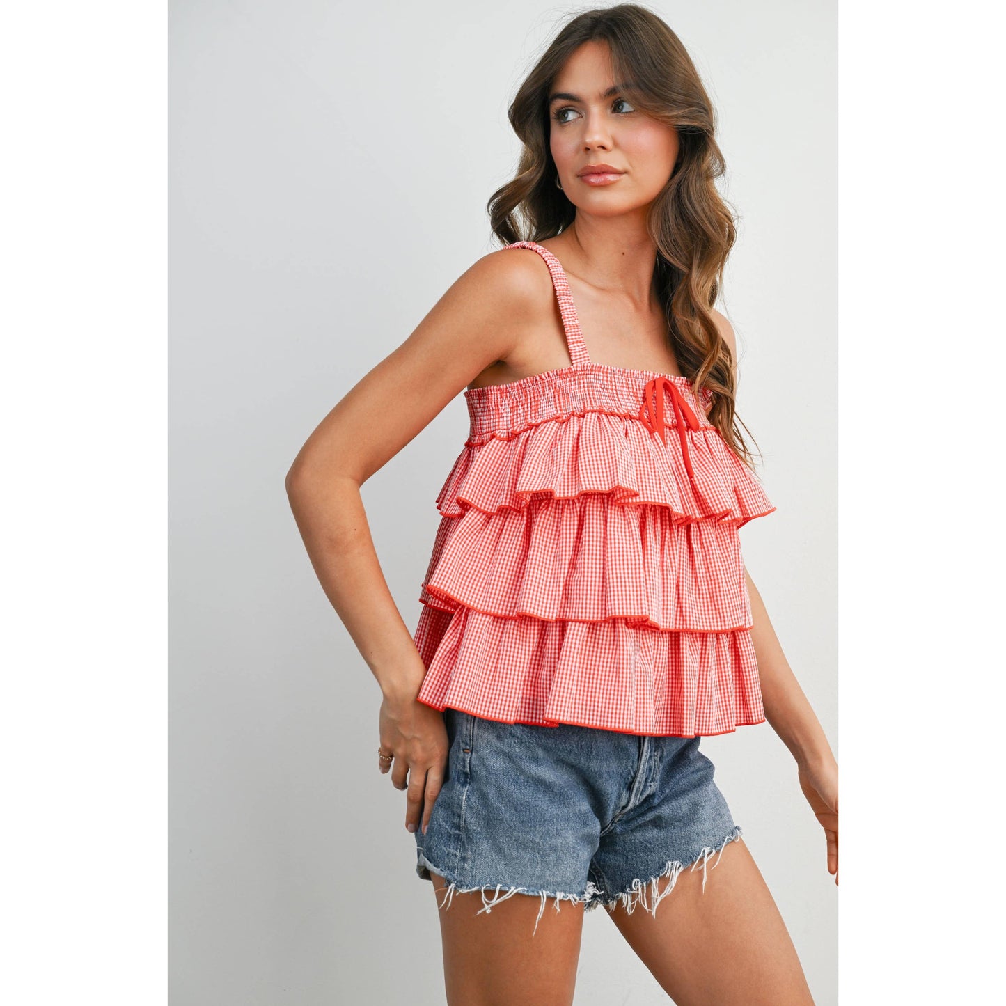 Ruffled Checkered Cami - BMT8395