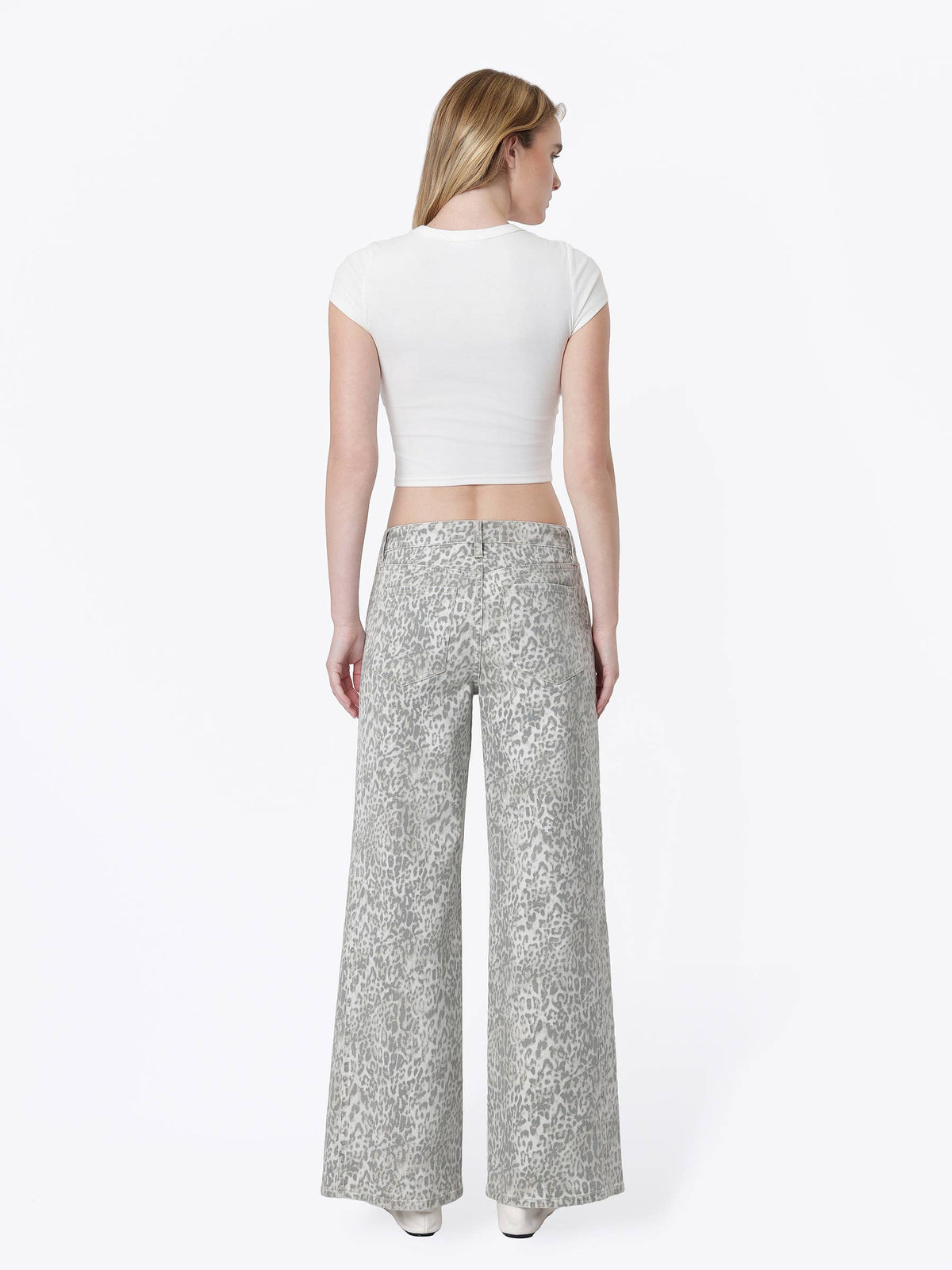 HIGH RISE LEOPARD PRINT DRAWSTRING WIDE JEANS T7517LPD
