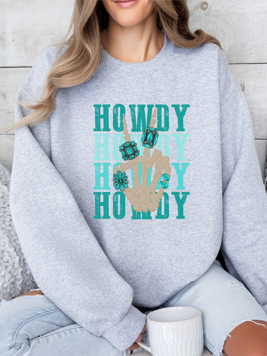 Howdy Turquoise Crewneck