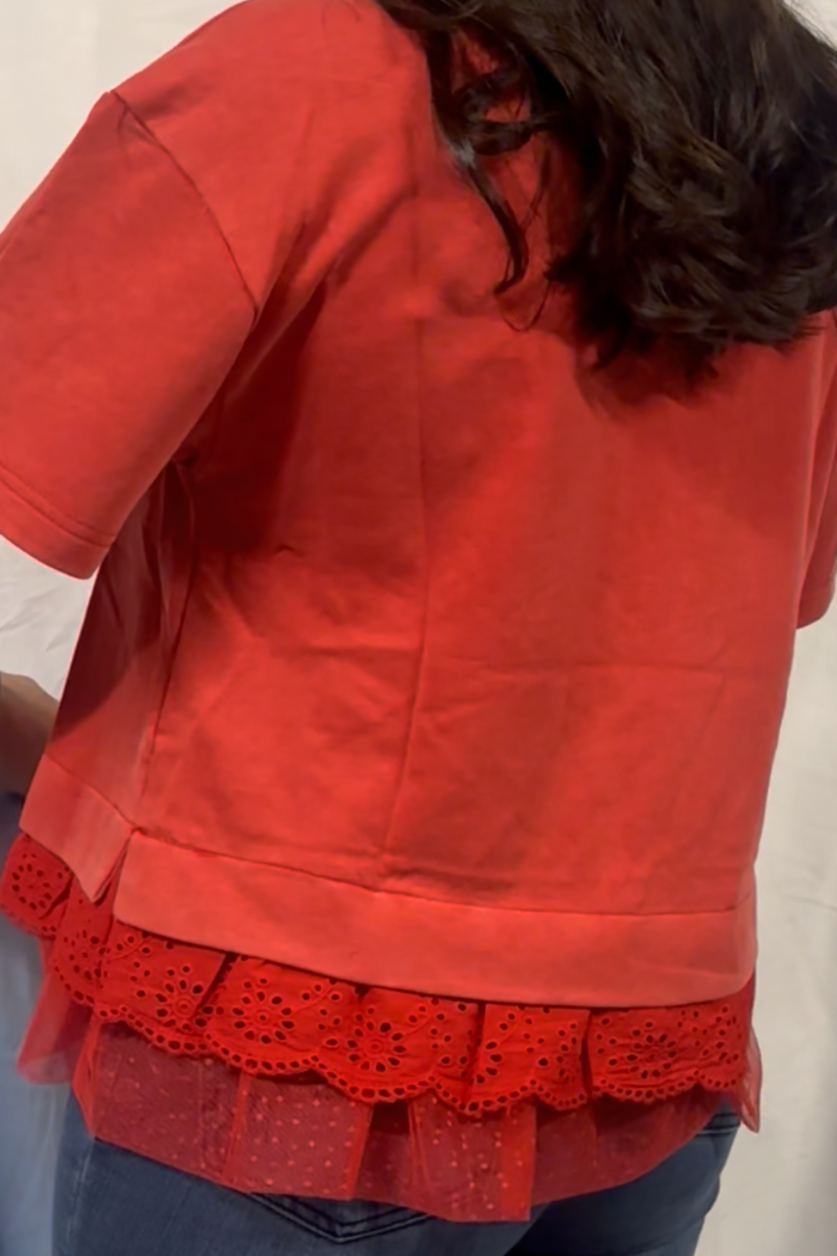 ruffled trim detail pocket tshirt