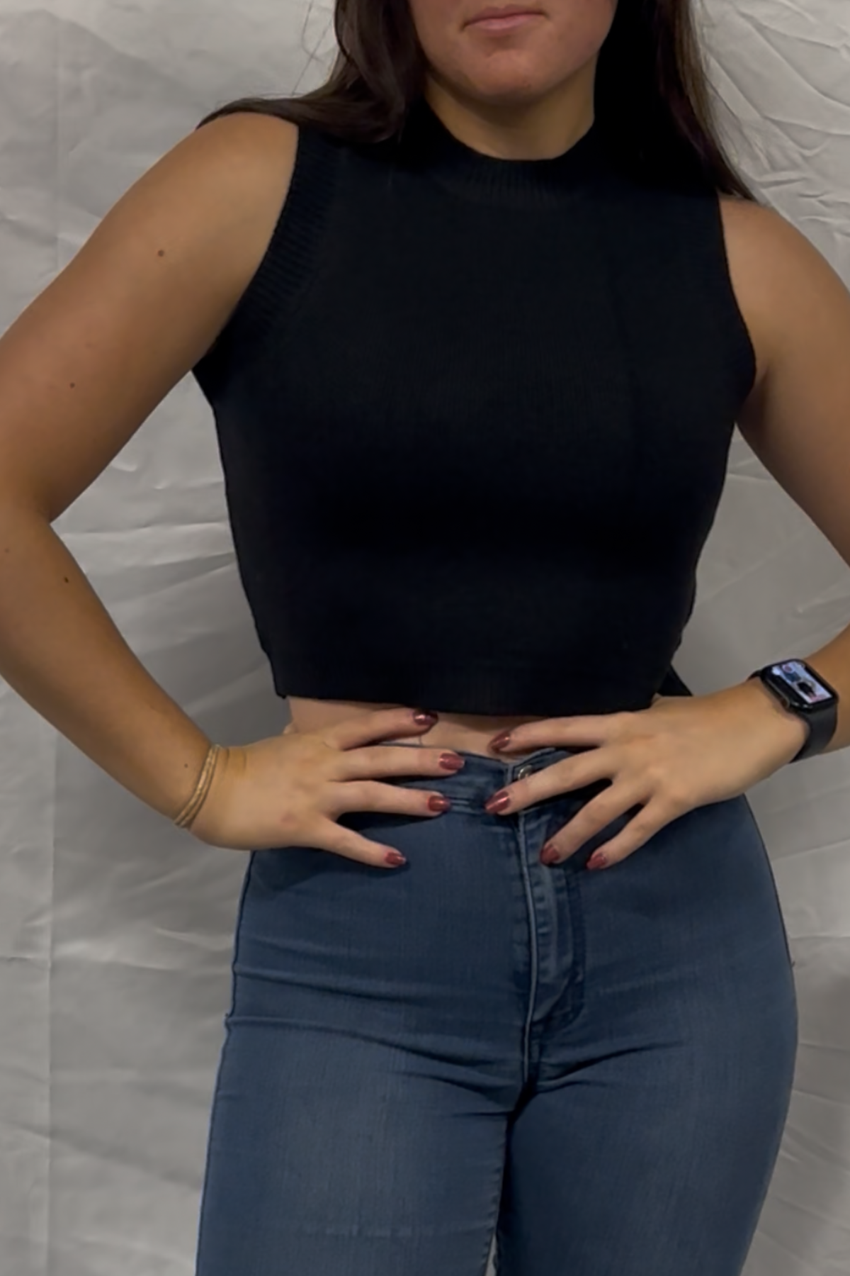 Cropped Sweater Knit Sleeveless Top