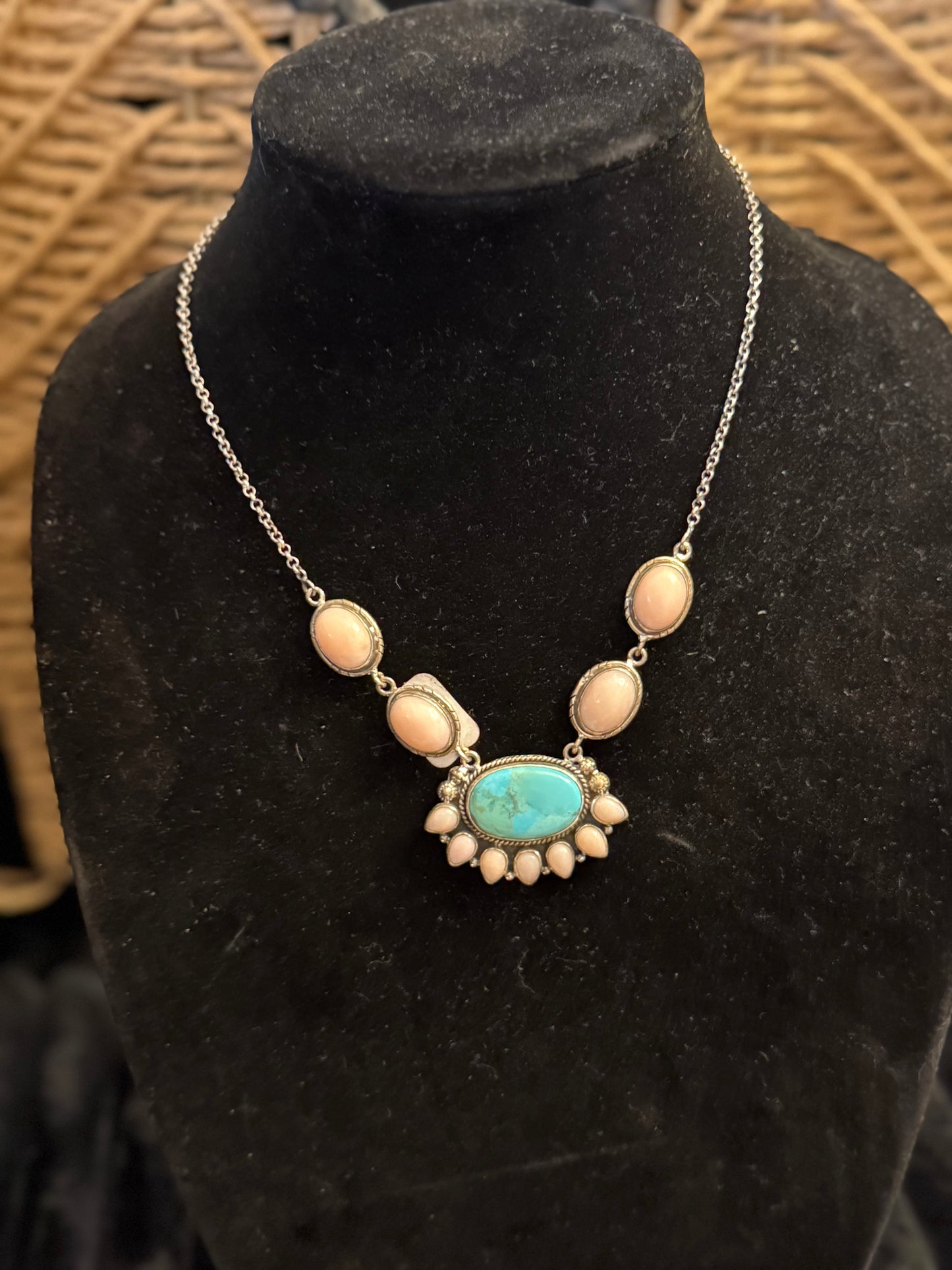 Hada Collection Turquoise & Pink Opal Necklace