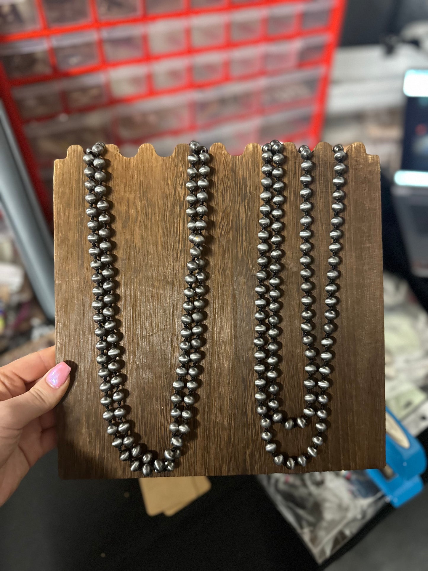 60″ Navajo Style Pearl Necklace