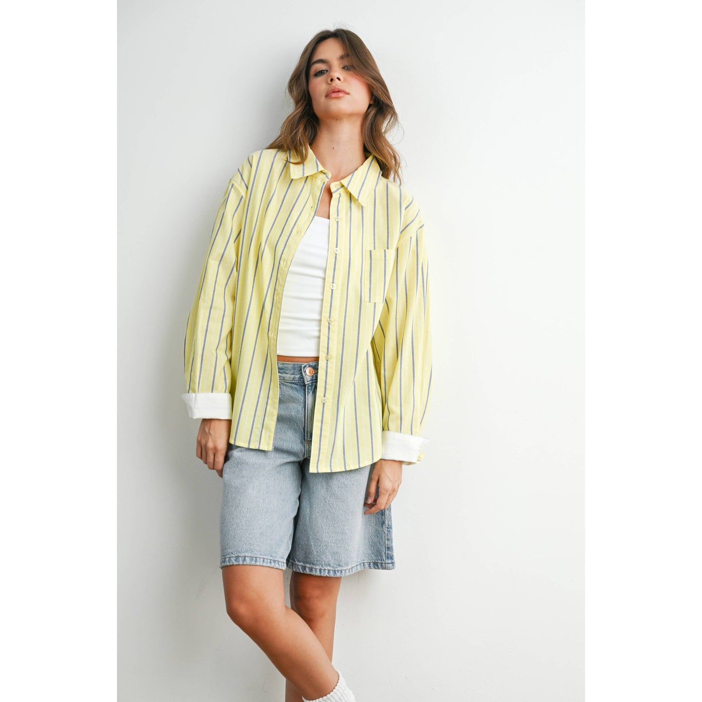 Striped Long-Sleeve Button-Up Shirt - BMT8055