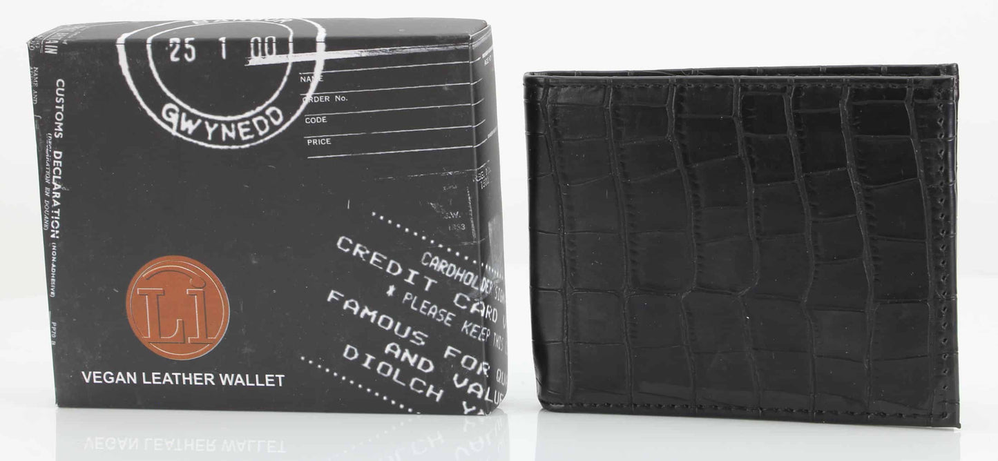Lizard Print Embossed Vegan Leather Bi Fold Wallet