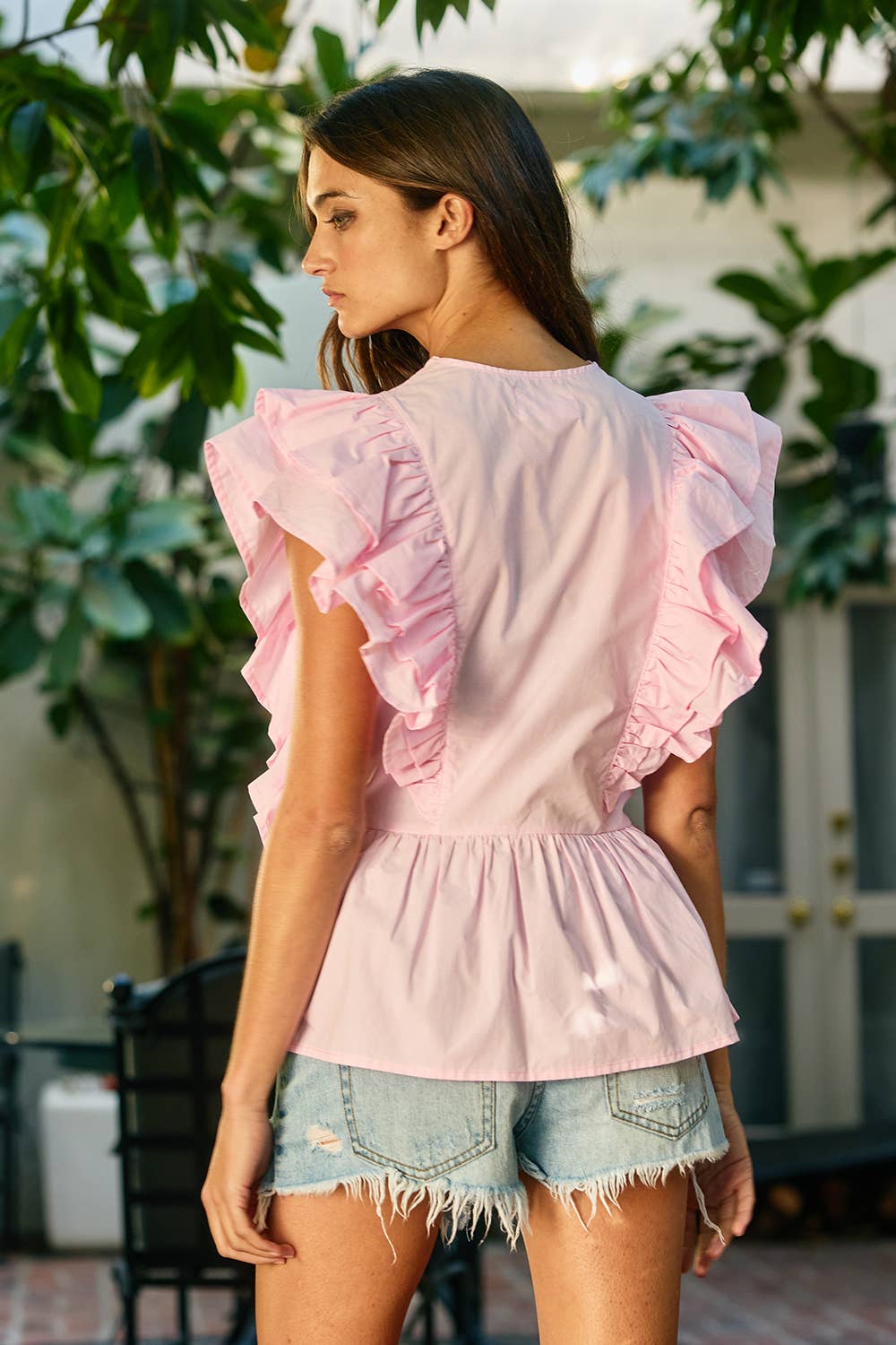 Ruffle Smocked Peplum Blouse