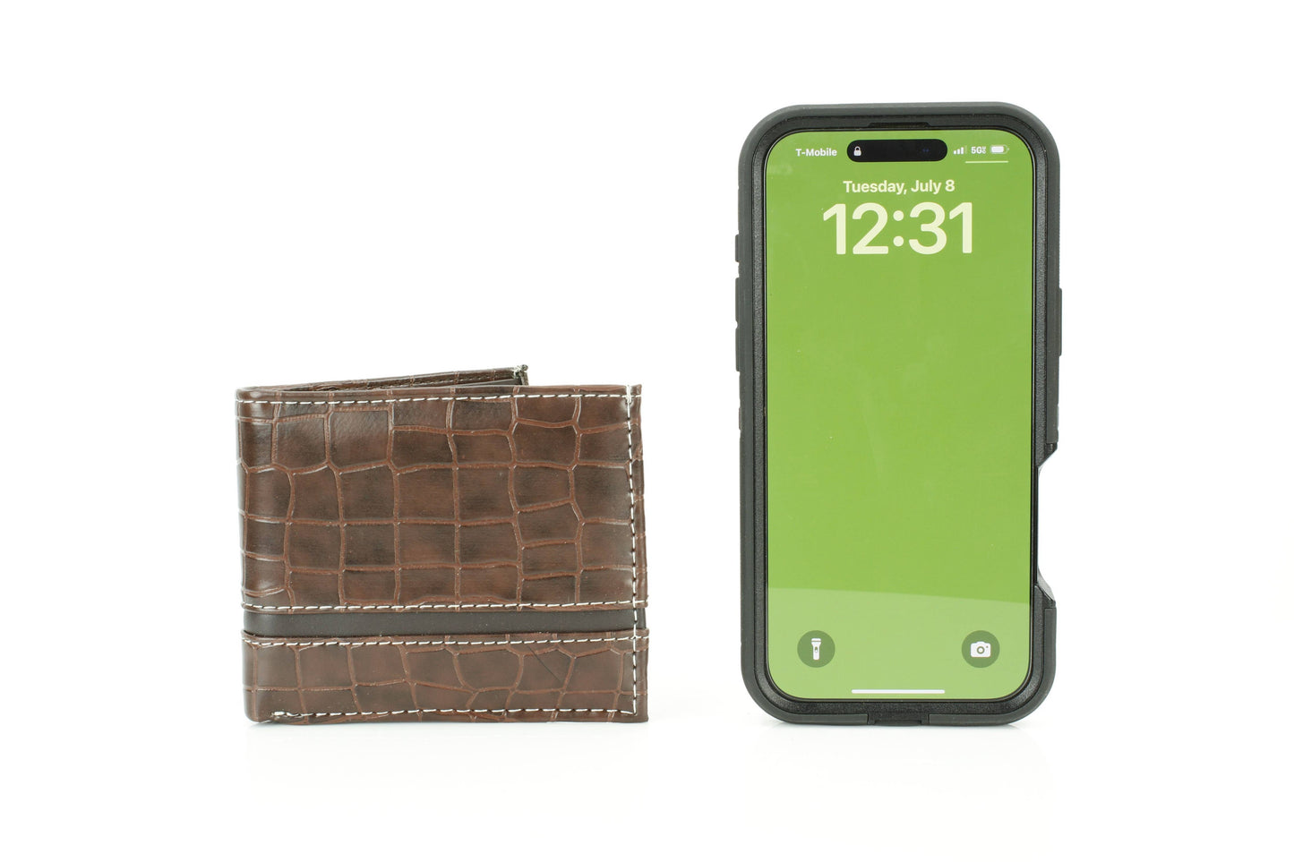 Crocodile Embossed Vegan Wallet with Solid Band VL 904