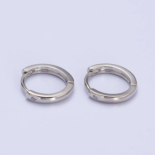 Dainty Thin 12mm Cartilage Minimalist Silver Huggie Earrings | AB267